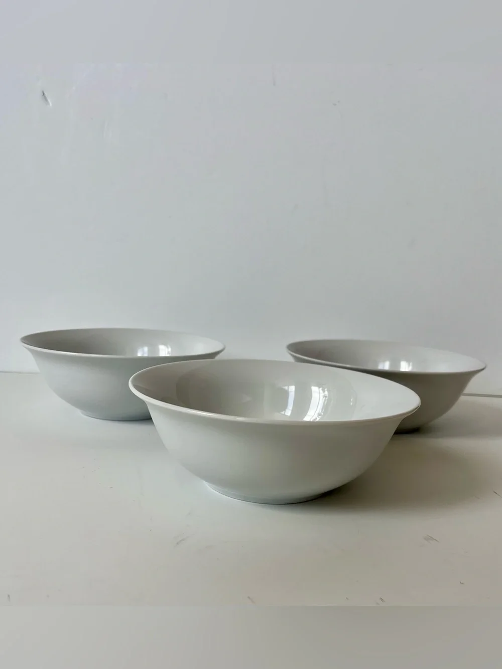 Pottery Barn 3 White Porcelain Caterer’s Cereal Soup Bowls